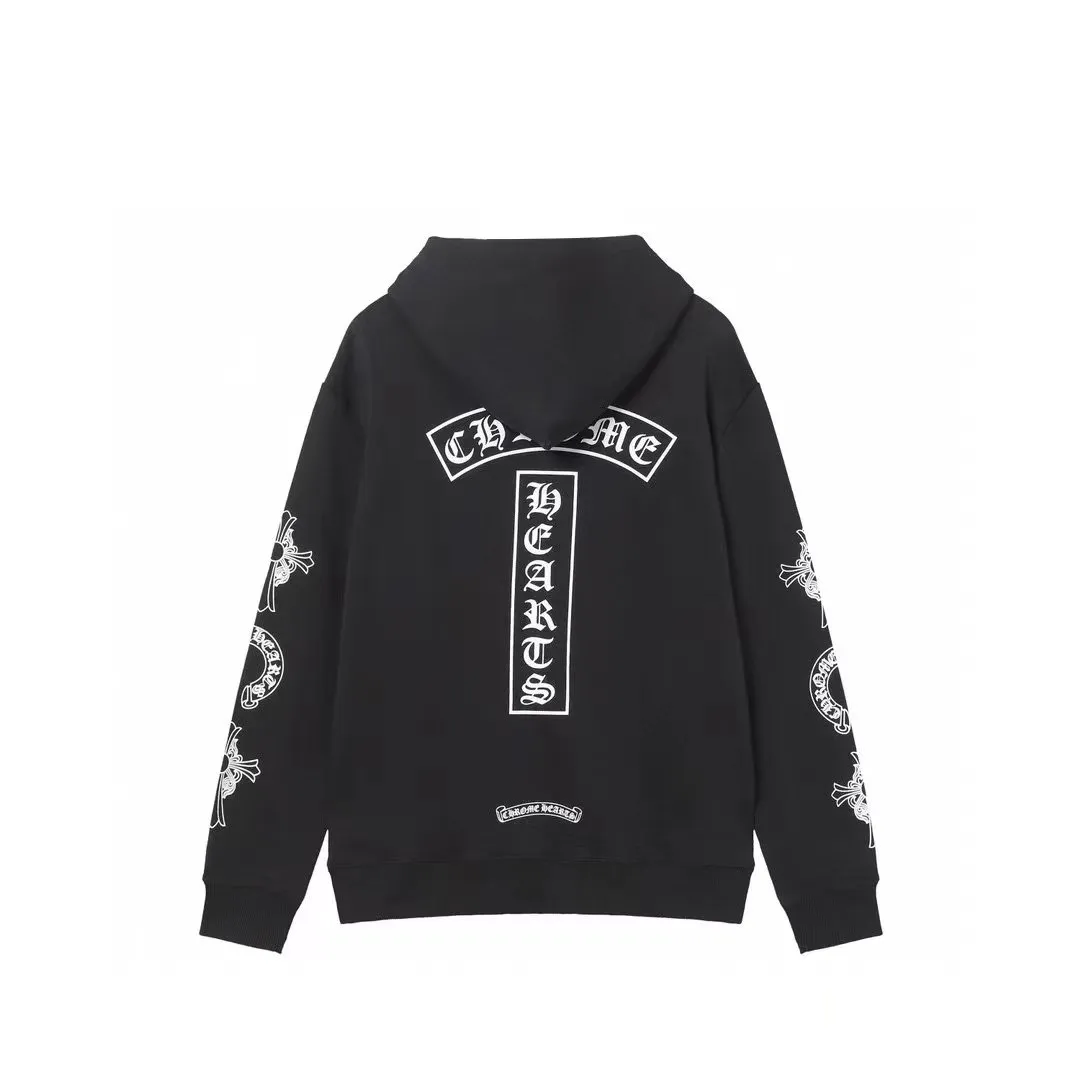 Q18—P230 -Chrome Hearts/Chrome Hearts printed zipper sweatshirt cardigan jacket -420 grams of high-density, high-quality wool, soft, delicate and skin-friendly, soft and silky to the touch, warm and skin-friendly -The hardware zipper accessories are all customized and full of details -Colour: black -Size: S M L XL